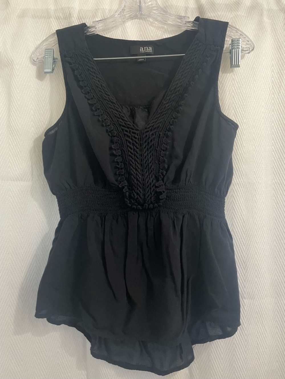 a.n.a Trim Smocked Waist Sleeveless Top